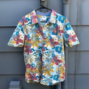 VANS LARGE FLORAL SHORT SLEEVE BUTTON DOWN SHIRT SUMMER SPRING OUTDOORS BEACH